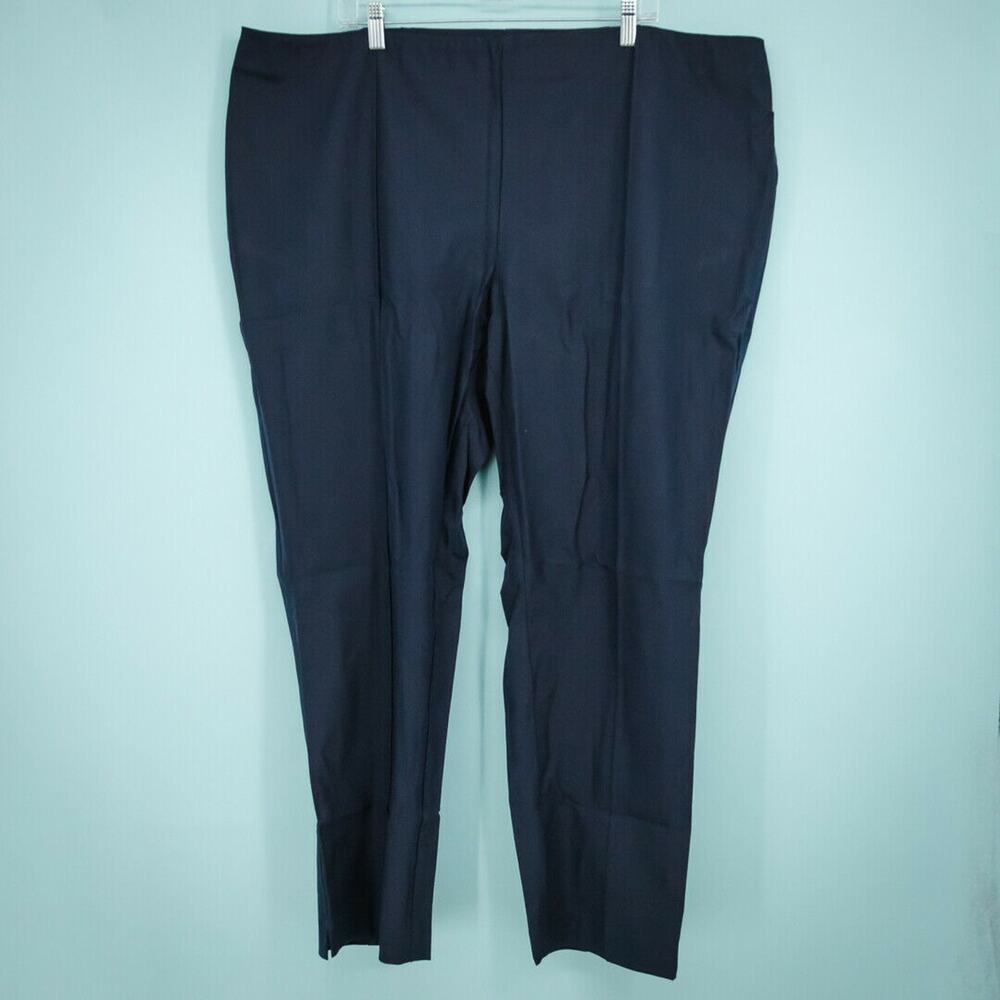 Lands End Plus Size 26W Pants Perfect Fit Pull On Slim Leg Mid Rise Navy Blue